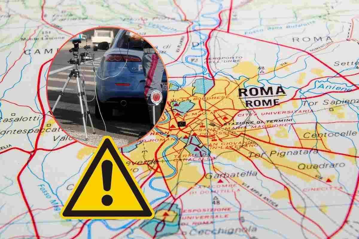 Cartina di Roma con posto di blocco